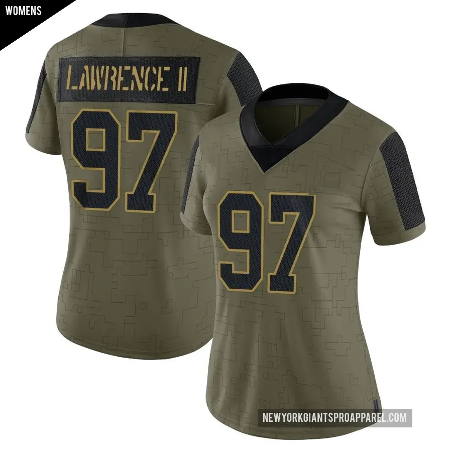 Women's New York Giants ＃97 Dexter Lawrence II Olive Limited 2021 Salute To Service Jersey