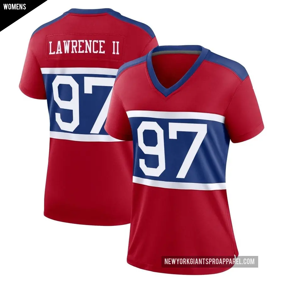 Women's New York Giants ＃97 Dexter Lawrence II Red Game Century Alternate Jersey