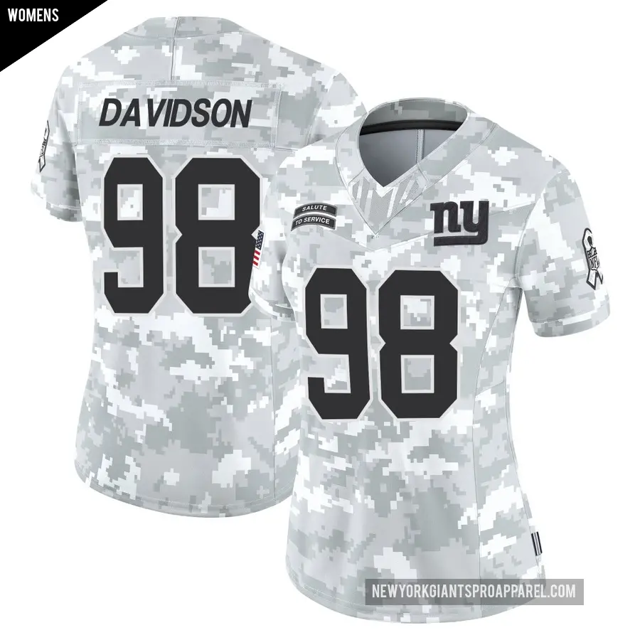 Women's New York Giants ＃98 D.J. Davidson Arctic Camo Limited 2024 Salute to Service Jersey