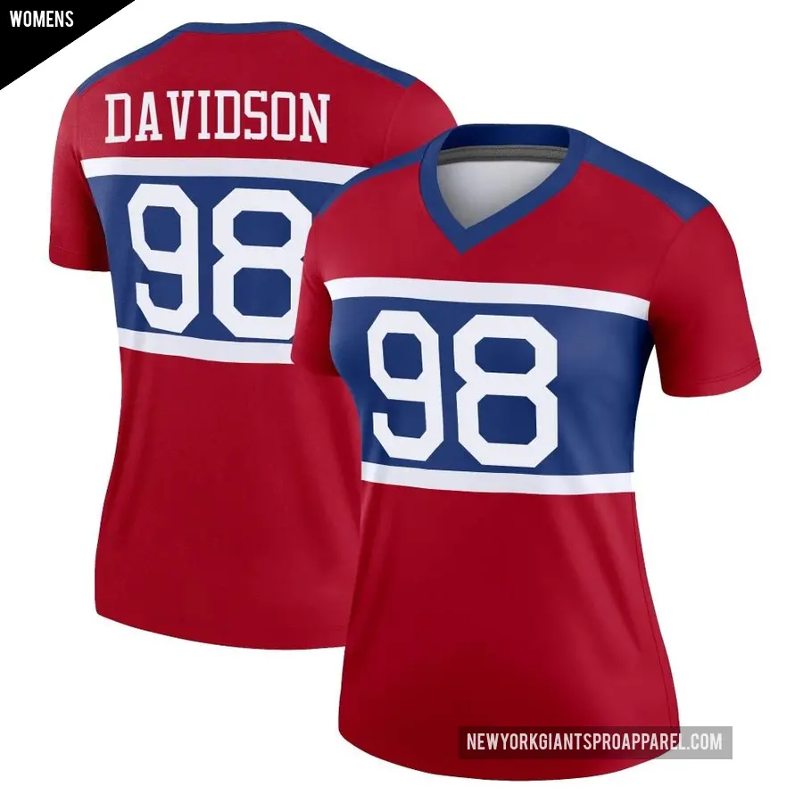 Women's New York Giants ＃98 D.J. Davidson Red Legend Century Alternate Jersey