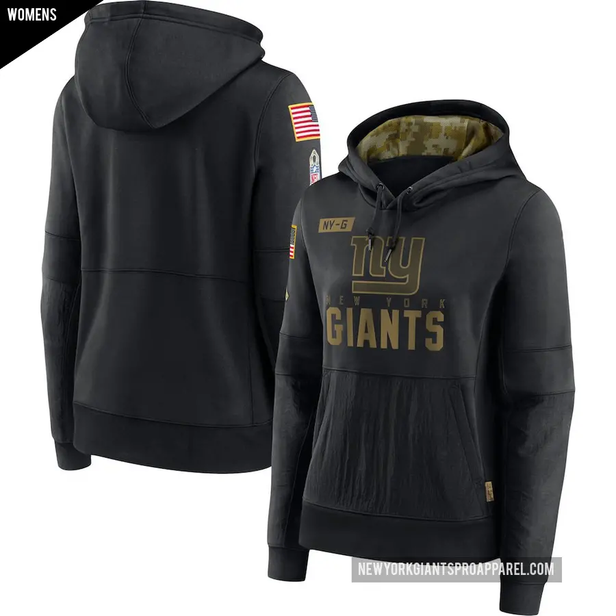 Women's New York Giants Black 2020 Salute to Service Performance Pullover Hoodie
