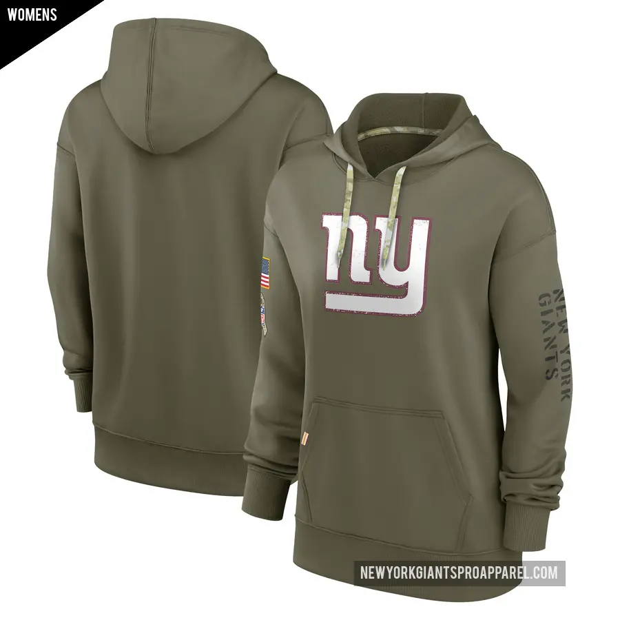 Women's New York Giants Olive 2022 Salute to Service Performance Pullover Hoodie