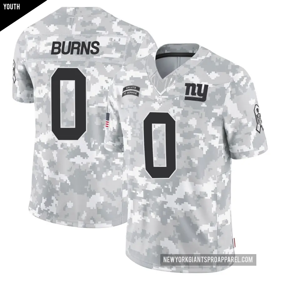 Youth New York Giants ＃0 Brian Burns Arctic Camo Limited 2024 Salute to Service Jersey