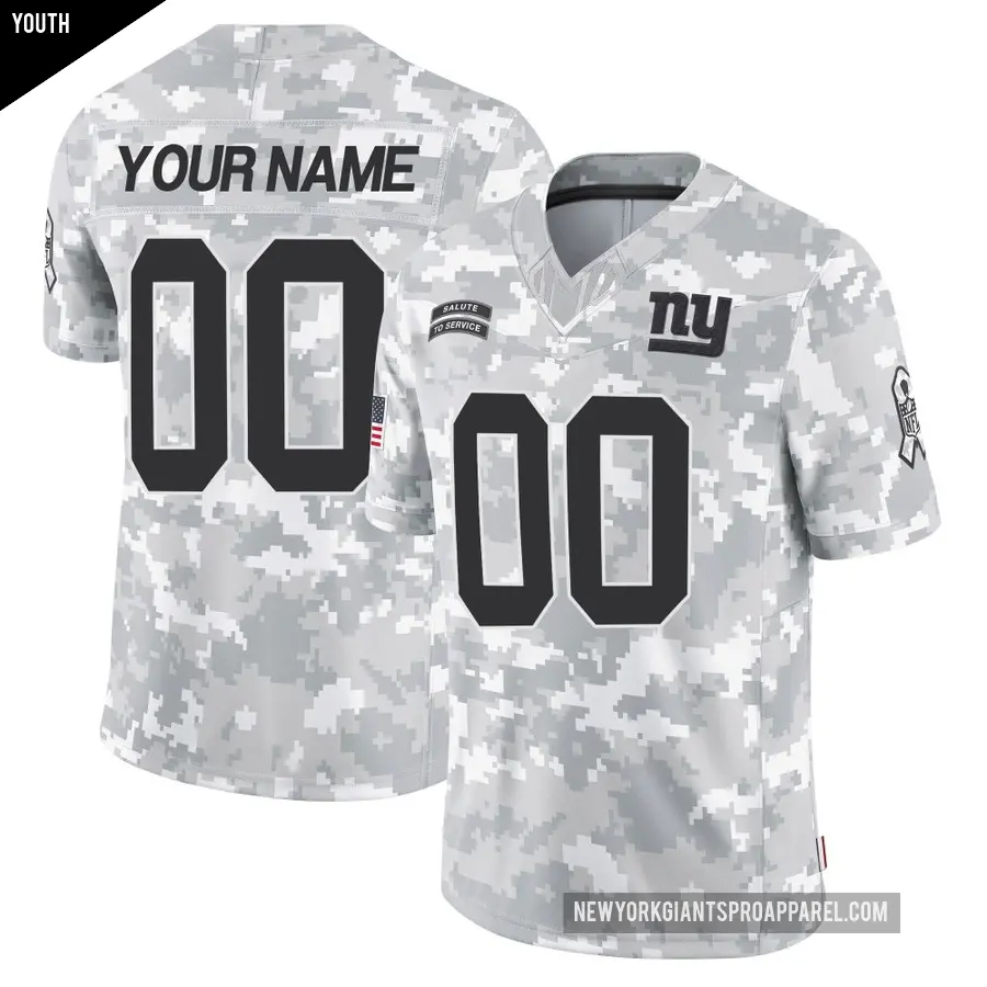 Youth New York Giants ＃00 Custom Arctic Camo Limited 2024 Salute to Service Jersey