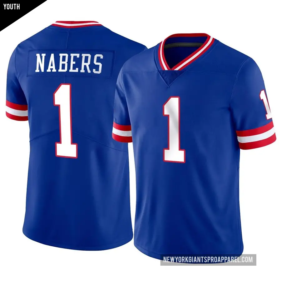 Youth New York Giants ＃1 Malik Nabers Limited Classic Vapor Jersey