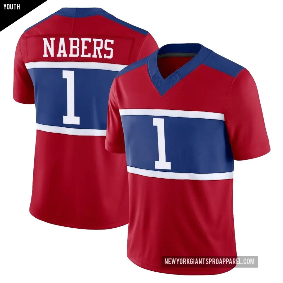Youth New York Giants ＃1 Malik Nabers Red Limited Century Alternate Vapor F.U.S.E. Jersey