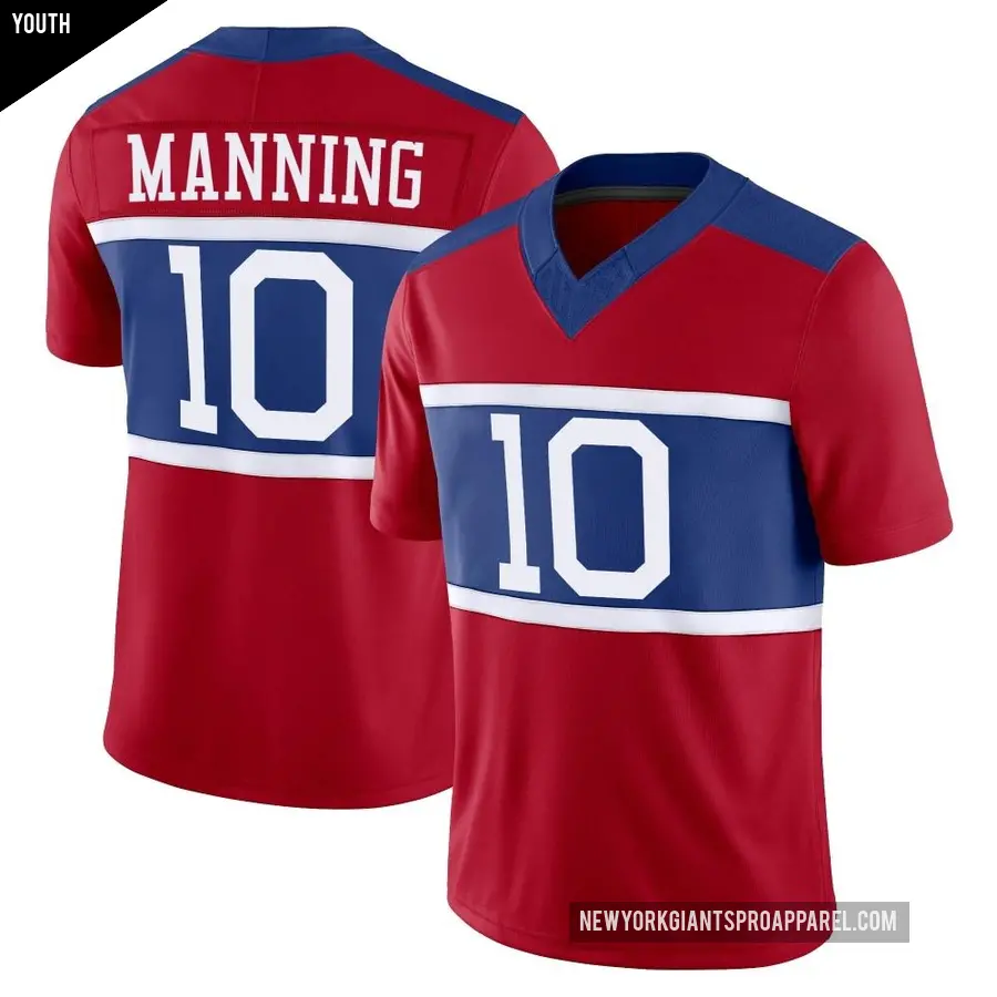 Youth New York Giants ＃10 Eli Manning Red Limited Century Alternate Vapor F.U.S.E. Jersey