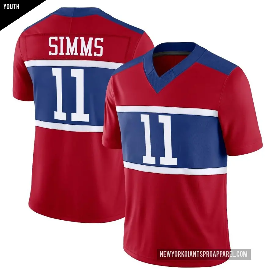 Youth New York Giants ＃11 Phil Simms Red Limited Century Alternate Vapor F.U.S.E. Jersey