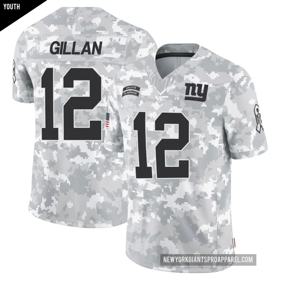 Youth New York Giants ＃12 Jamie Gillan Arctic Camo Limited 2024 Salute to Service Jersey