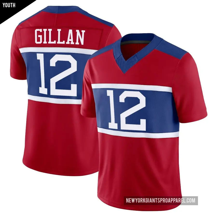 Youth New York Giants ＃12 Jamie Gillan Red Limited Century Alternate Vapor F.U.S.E. Jersey