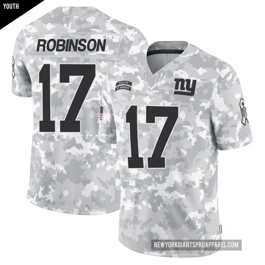 Youth New York Giants ＃17 Wan'Dale Robinson Arctic Camo Limited 2024 Salute to Service Jersey