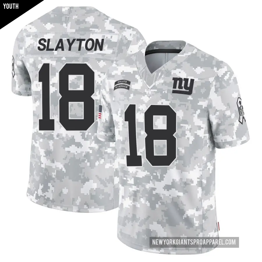 Youth New York Giants ＃18 Darius Slayton Arctic Camo Limited 2024 Salute to Service Jersey