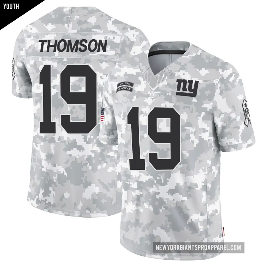Youth New York Giants ＃19 Bobby Thomson Arctic Camo Limited 2024 Salute to Service Jersey