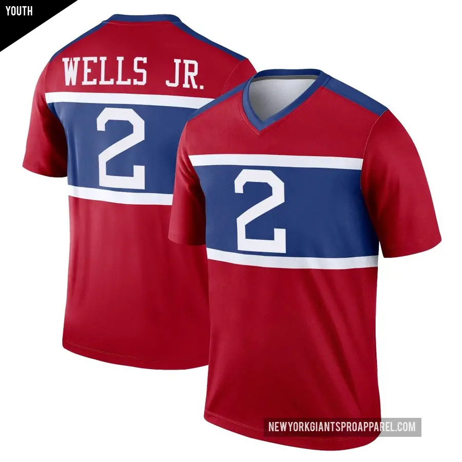 Youth New York Giants ＃2 Antwane Wells Jr. Red Legend Century Alternate Jersey