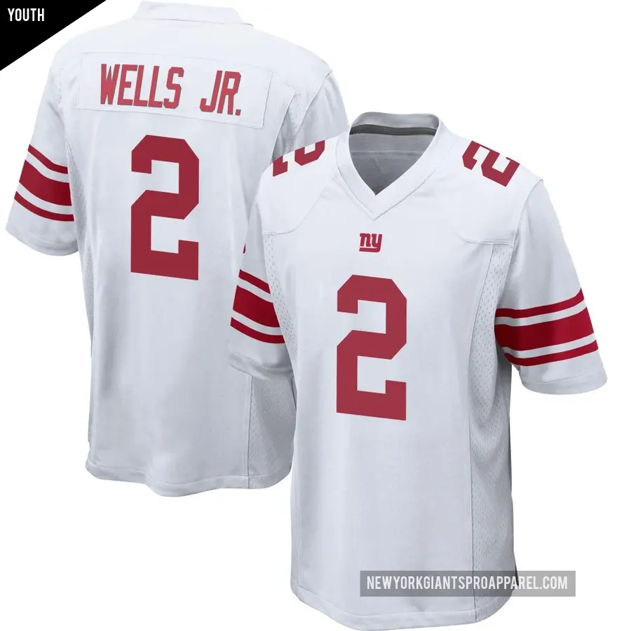 Youth New York Giants ＃2 Antwane Wells Jr. White Game Jersey