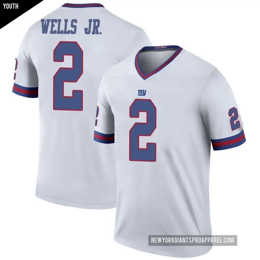 Youth New York Giants ＃2 Antwane Wells Jr. White Legend Color Rush Jersey