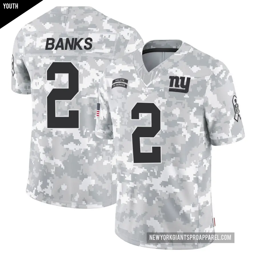 Youth New York Giants ＃2 Deonte Banks Arctic Camo Limited 2024 Salute to Service Jersey