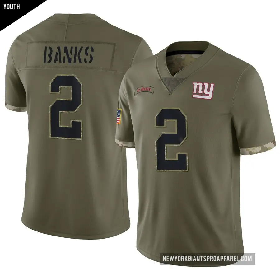 Youth New York Giants ＃2 Deonte Banks Olive Limited 2022 Salute To Service Jersey