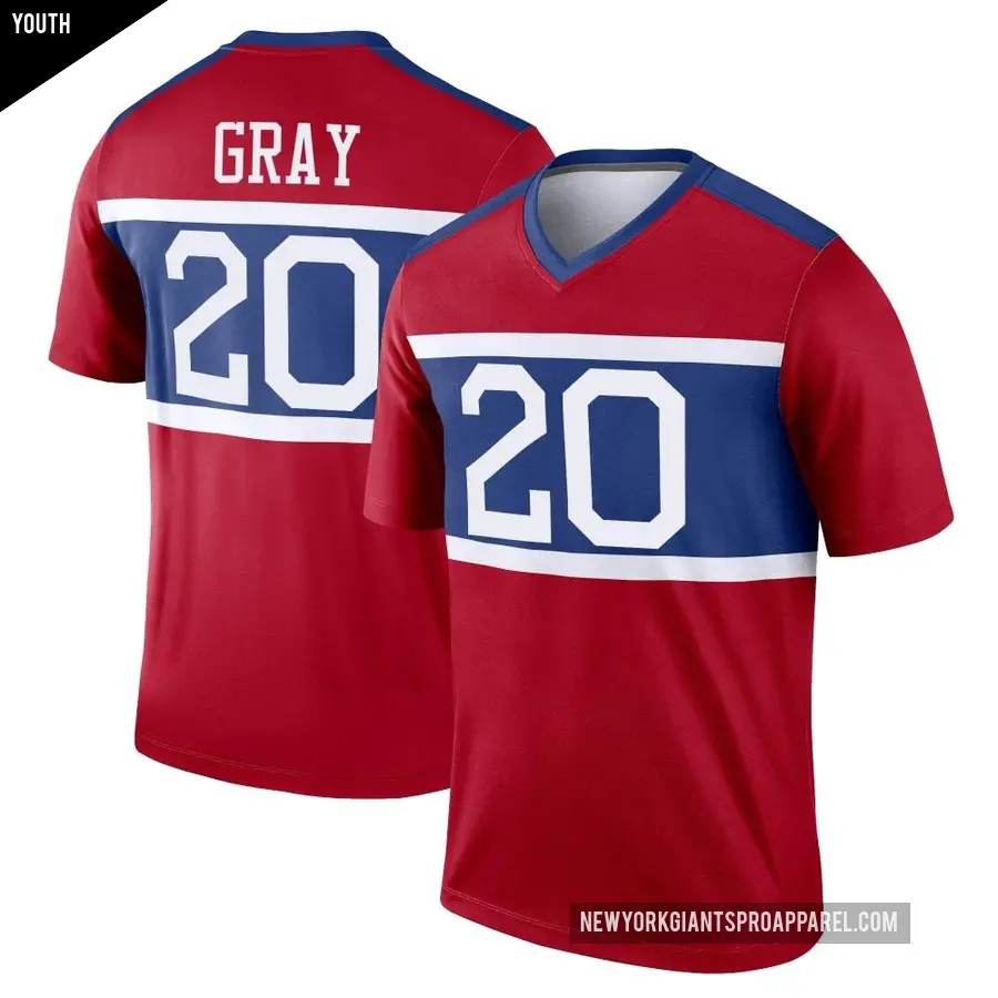 Youth New York Giants ＃20 Eric Gray Red Legend Century Alternate Jersey