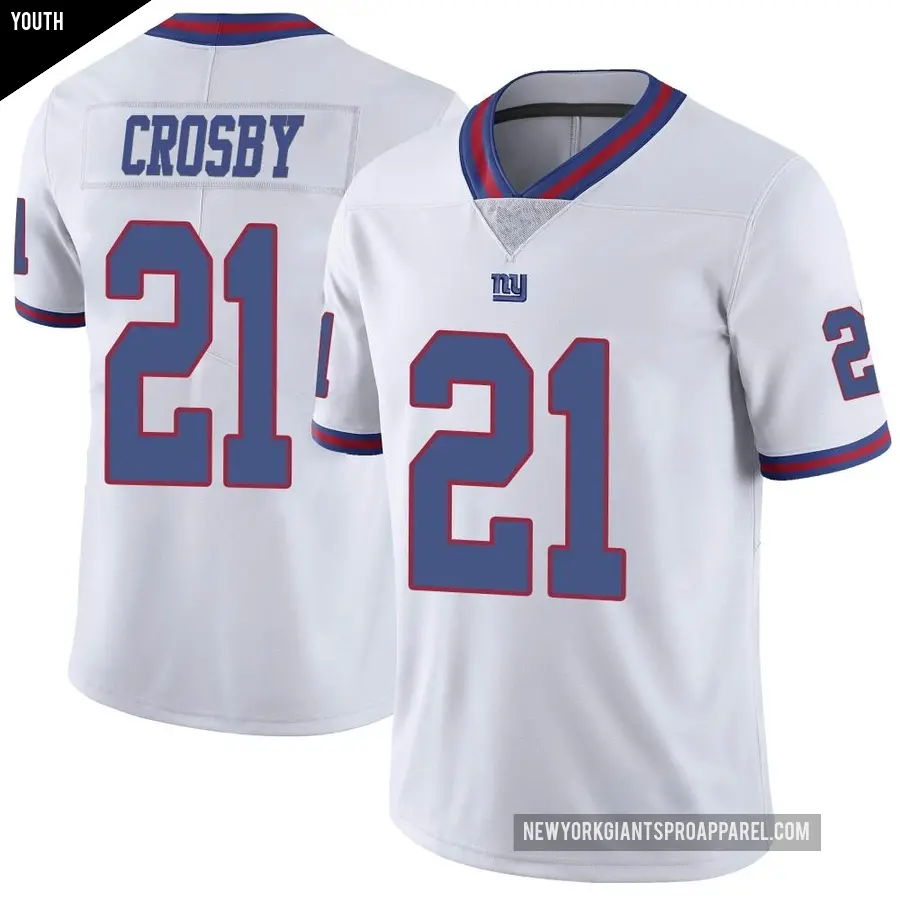 Youth New York Giants ＃21 Mason Crosby White Limited Color Rush Jersey