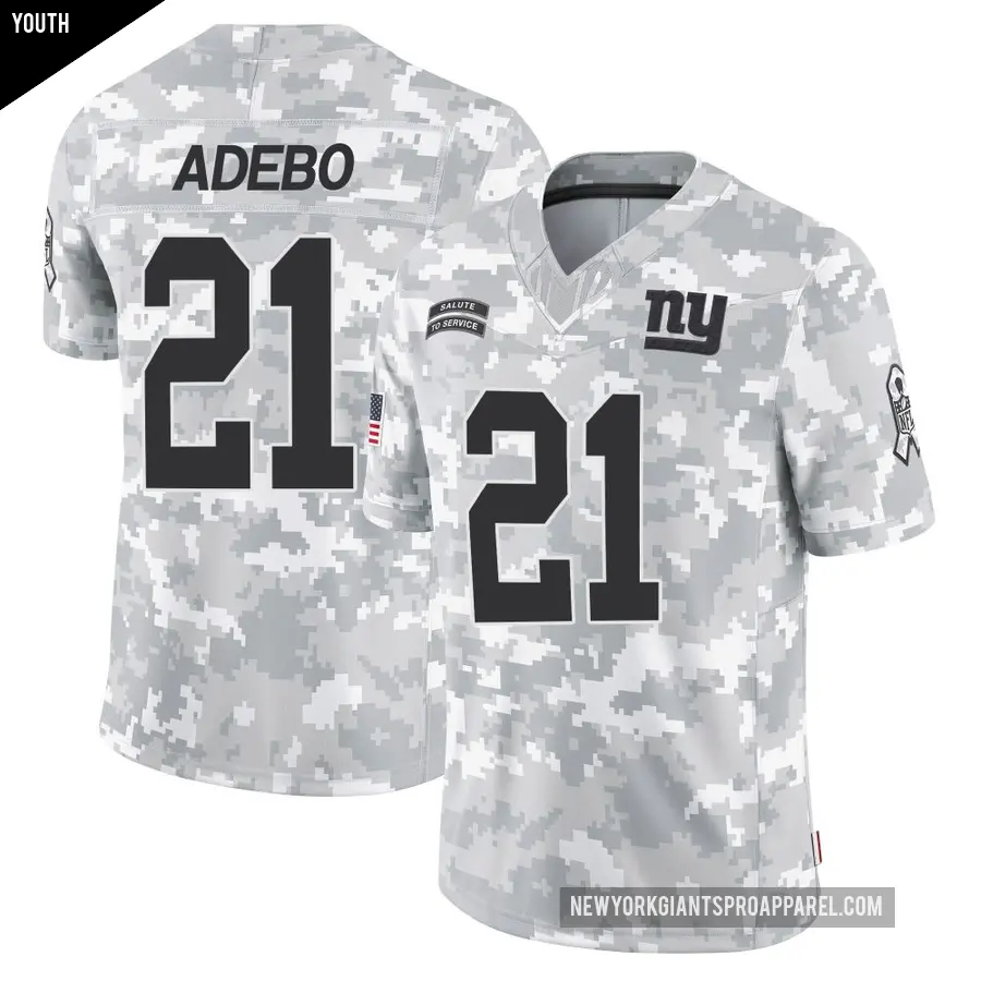 Youth New York Giants ＃21 Paulson Adebo Arctic Camo Limited 2024 Salute to Service Jersey