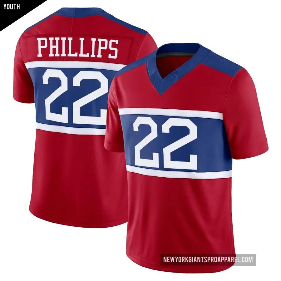Youth New York Giants ＃22 Dru Phillips Red Limited Century Alternate Vapor F.U.S.E. Jersey