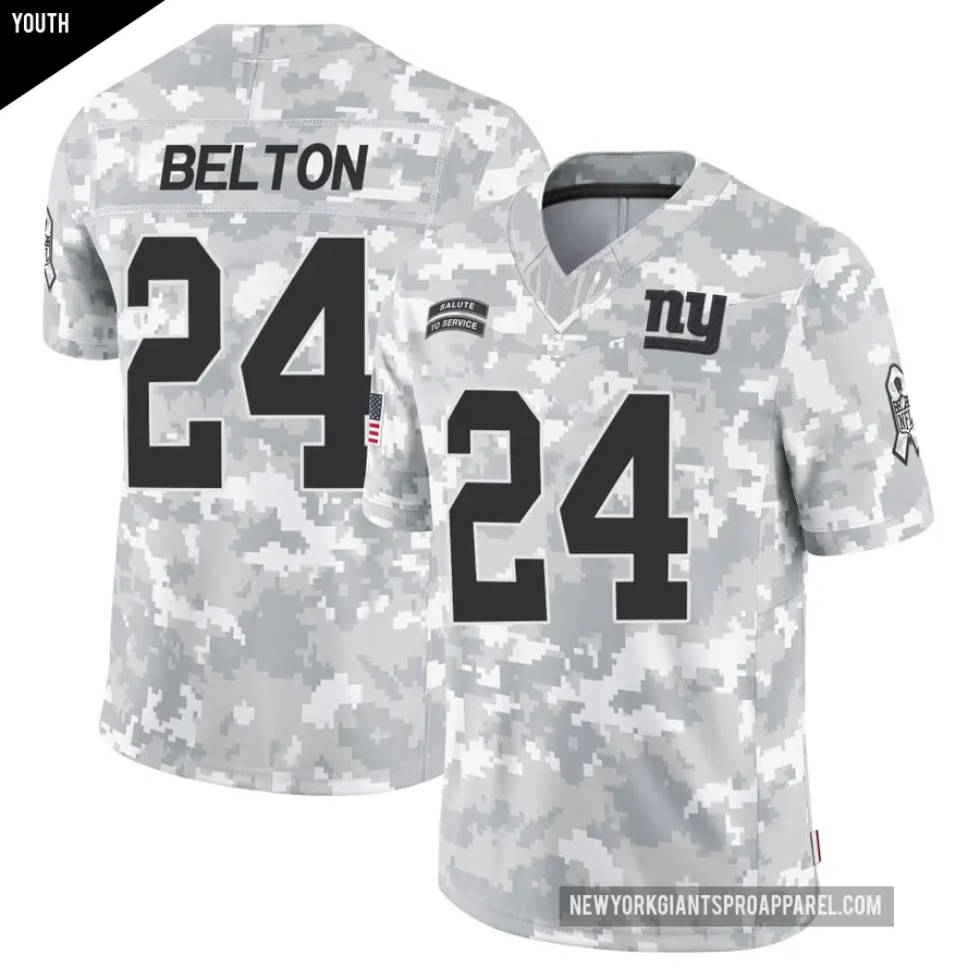 Youth New York Giants ＃24 Dane Belton Arctic Camo Limited 2024 Salute to Service Jersey