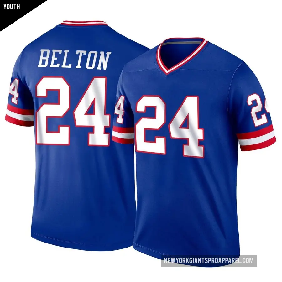 Youth New York Giants ＃24 Dane Belton Royal Legend Classic Jersey