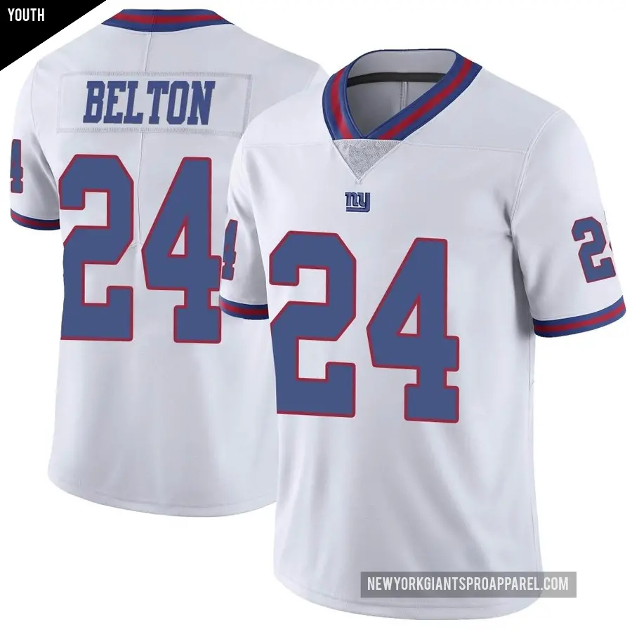 Youth New York Giants ＃24 Dane Belton White Limited Color Rush Jersey