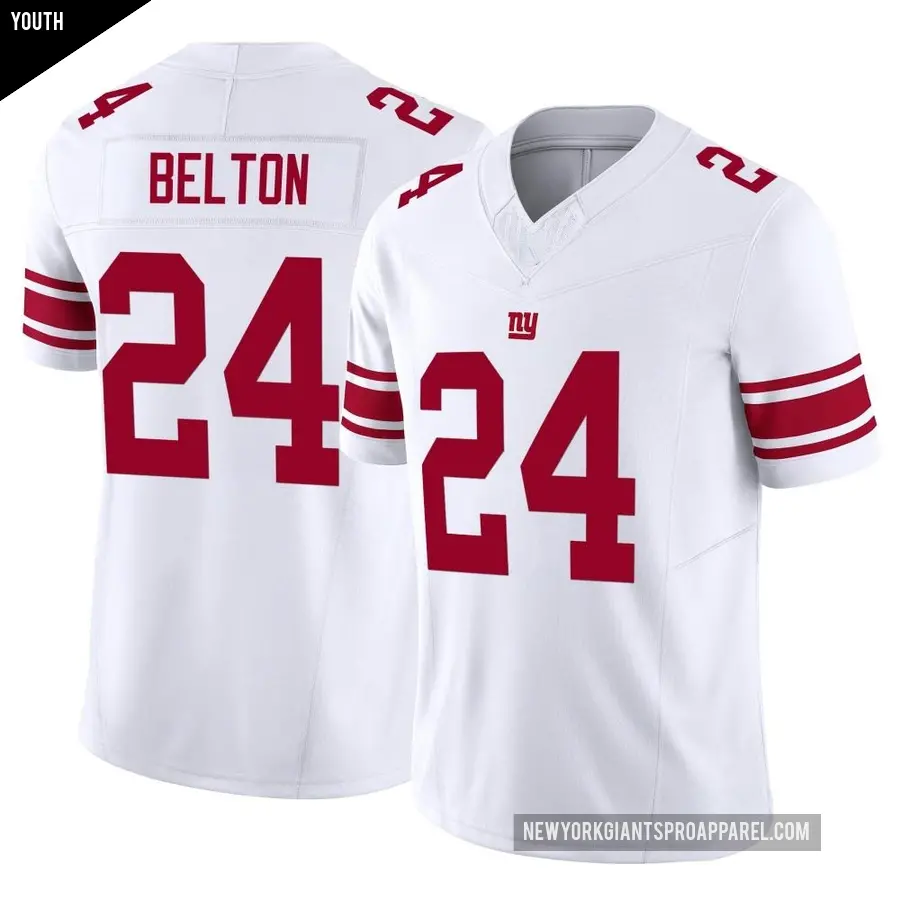 Youth New York Giants ＃24 Dane Belton White Limited Vapor F.U.S.E. Jersey