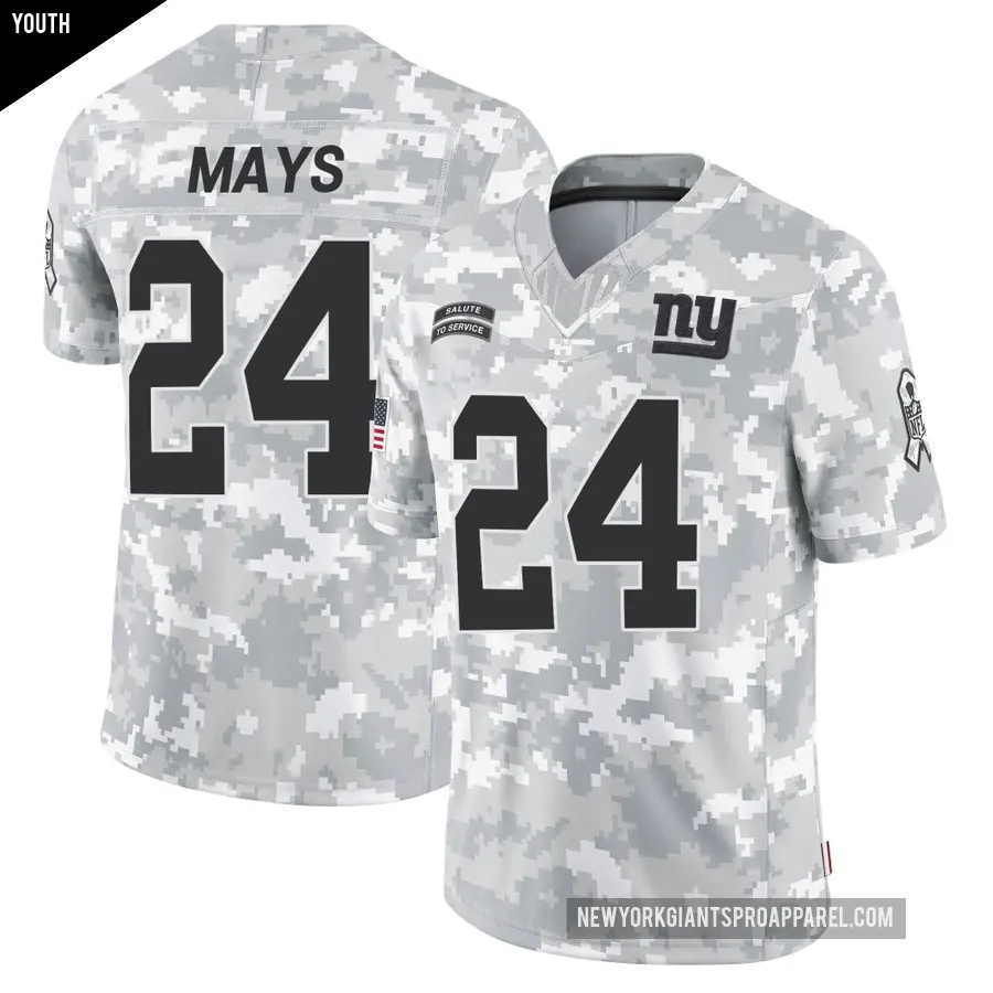 Youth New York Giants ＃24 Willie Mays Arctic Camo Limited 2024 Salute to Service Jersey
