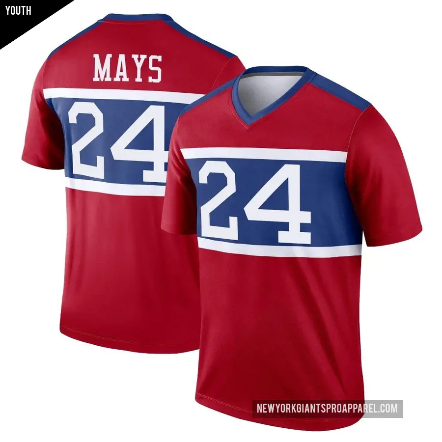Youth New York Giants ＃24 Willie Mays Red Legend Century Alternate Jersey
