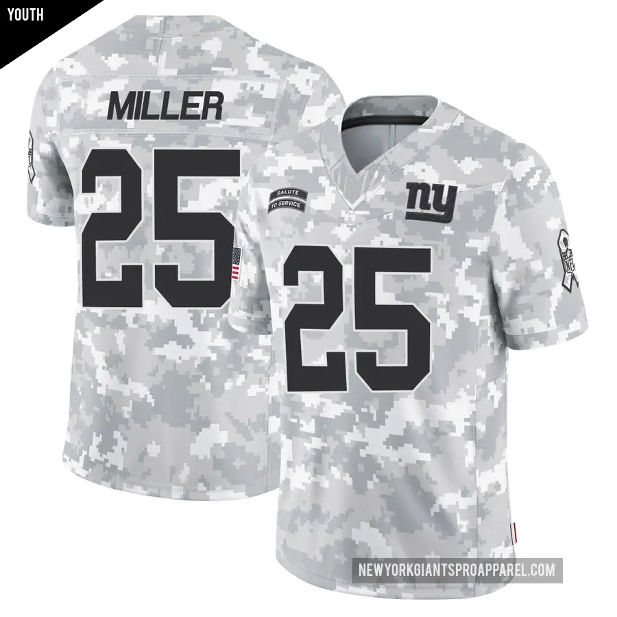 Youth New York Giants ＃25 Dante Miller Arctic Camo Limited 2024 Salute to Service Jersey