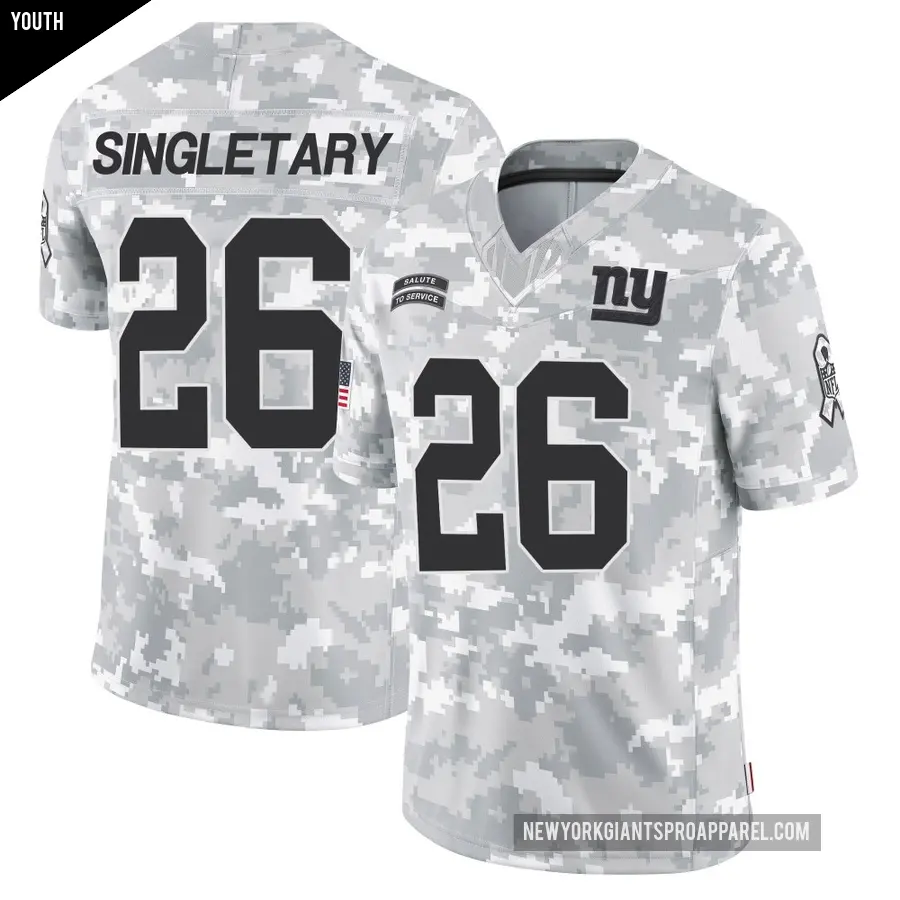 Youth New York Giants ＃26 Devin Singletary Arctic Camo Limited 2024 Salute to Service Jersey