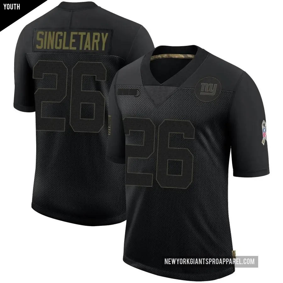 Youth New York Giants ＃26 Devin Singletary Black Limited 2020 Salute To Service Retired Jersey