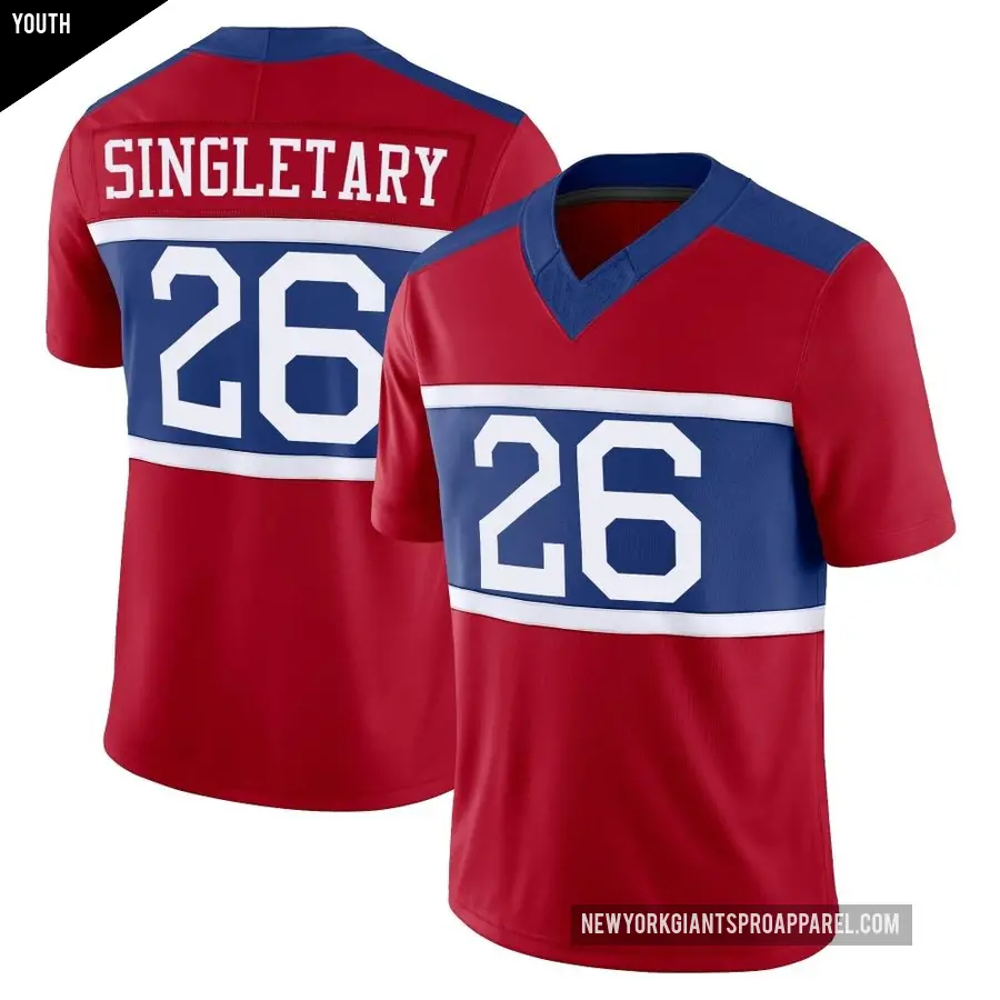 Youth New York Giants ＃26 Devin Singletary Red Limited Century Alternate Vapor F.U.S.E. Jersey
