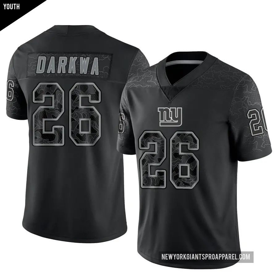 Youth New York Giants ＃26 Orleans Darkwa Black Limited Reflective Jersey