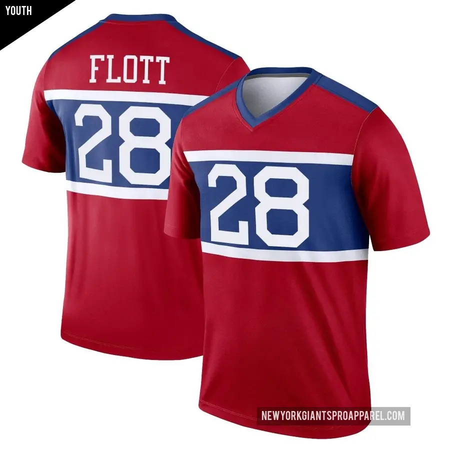 Youth New York Giants ＃28 Cor'Dale Flott Red Legend Century Alternate Jersey