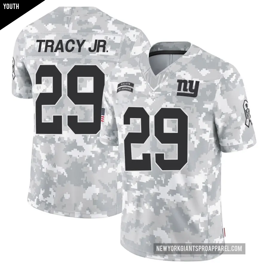Youth New York Giants ＃29 Tyrone Tracy Jr. Arctic Camo Limited 2024 Salute to Service Jersey