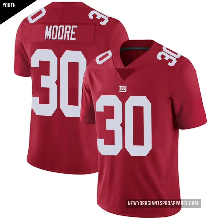 Youth New York Giants ＃30 TJ Moore Red Limited Alternate Vapor Untouchable Jersey