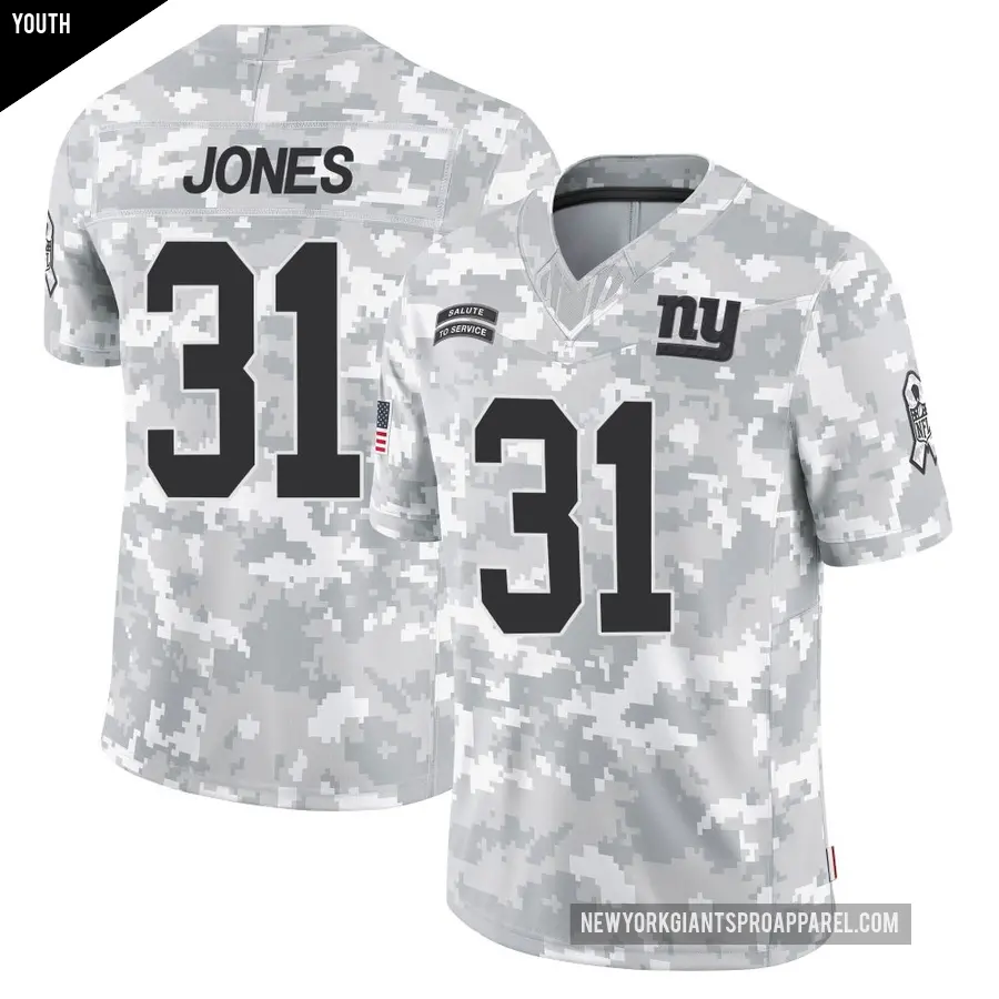 Youth New York Giants ＃31 Nic Jones Arctic Camo Limited 2024 Salute to Service Jersey