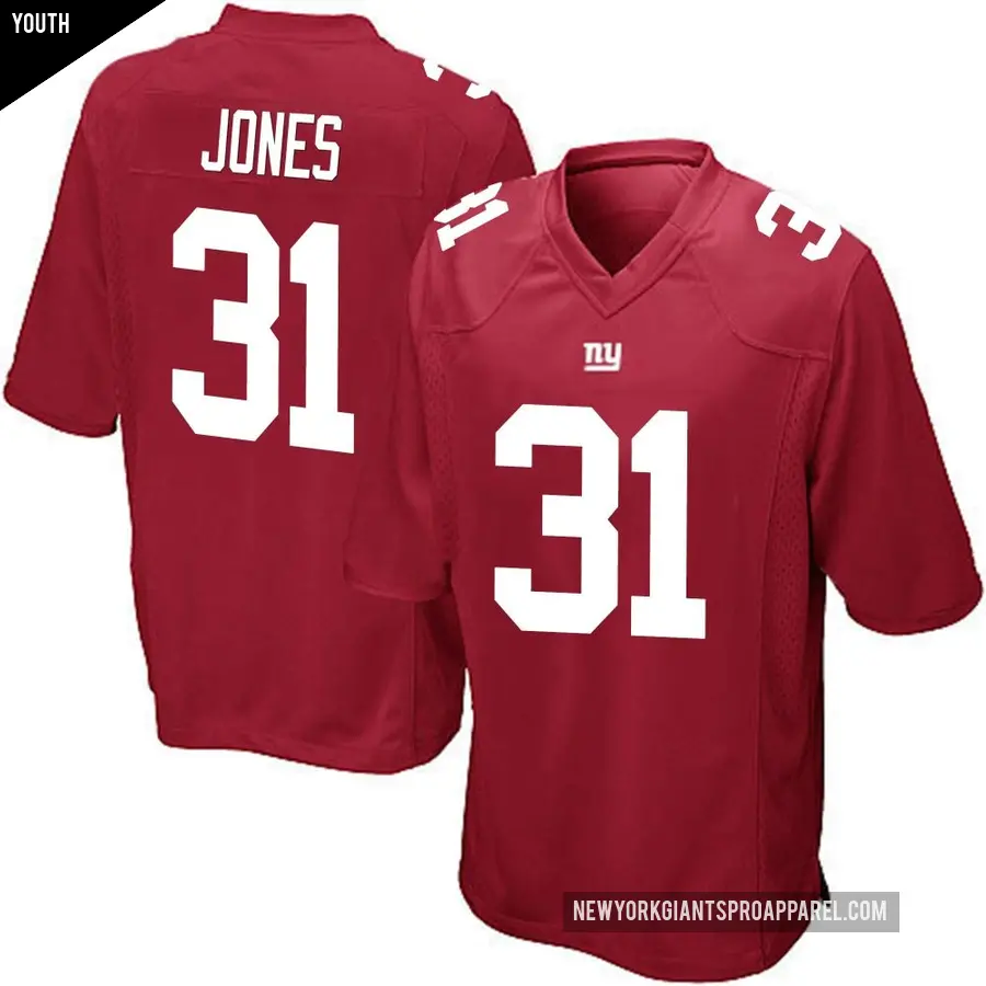 Youth New York Giants ＃31 Nic Jones Red Game Alternate Jersey