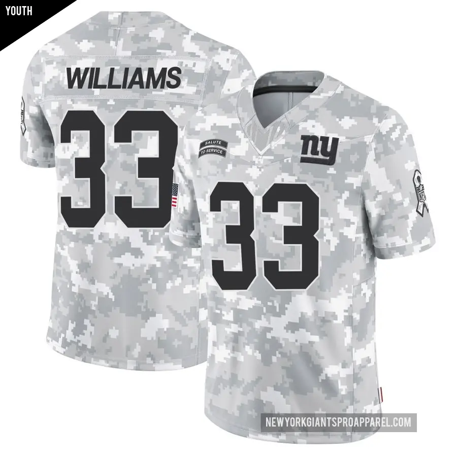Youth New York Giants ＃33 Dee Williams Arctic Camo Limited 2024 Salute to Service Jersey