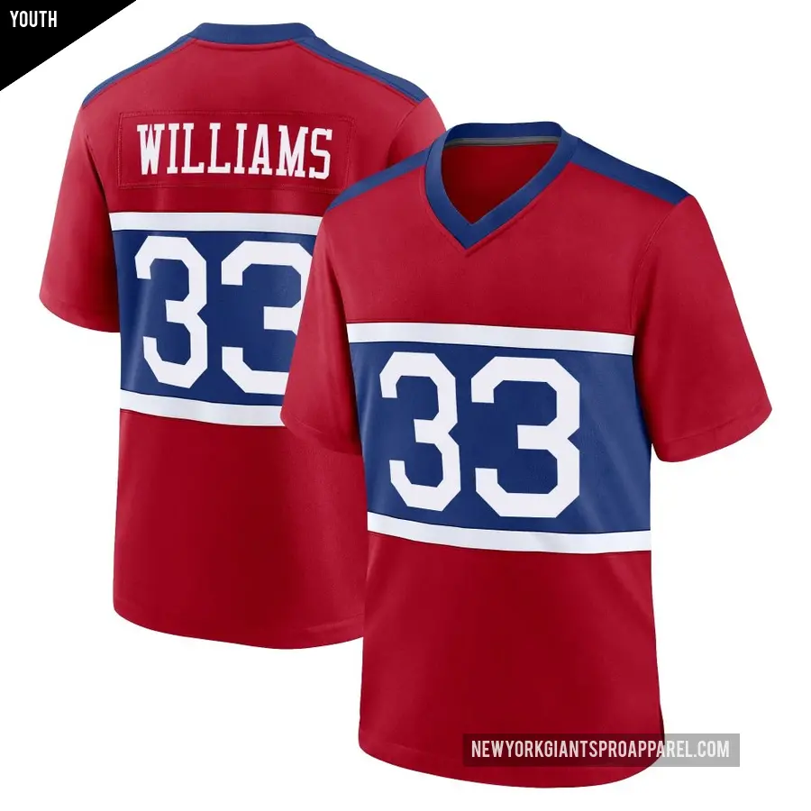 Youth New York Giants ＃33 Dee Williams Red Game Century Alternate Jersey