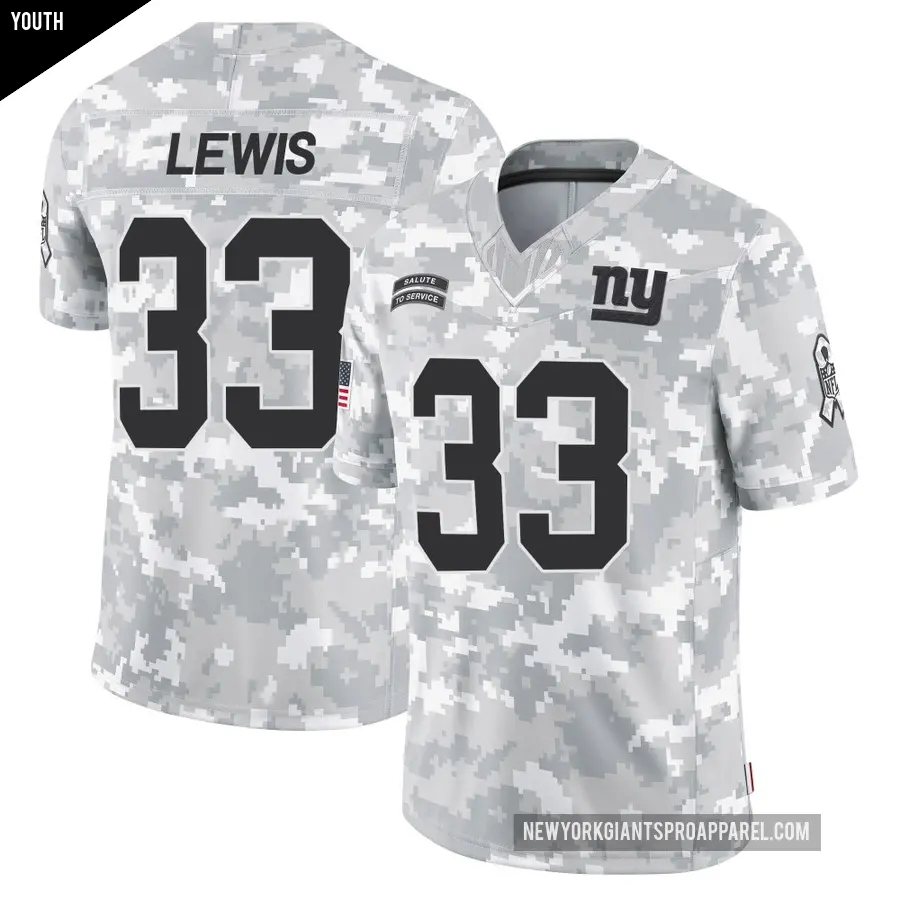 Youth New York Giants ＃33 Dion Lewis Arctic Camo Limited 2024 Salute to Service Jersey