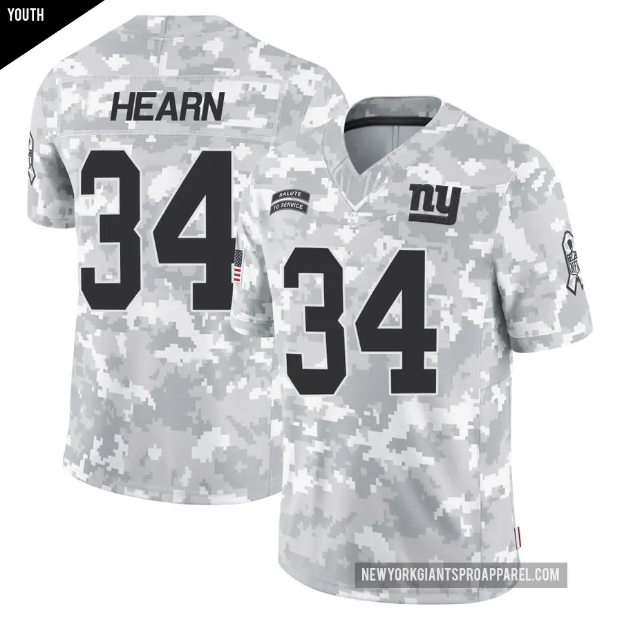 Youth New York Giants ＃34 Azizi Hearn Arctic Camo Limited 2024 Salute to Service Jersey