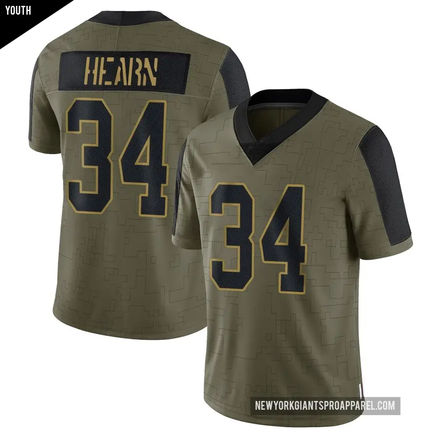 Youth New York Giants ＃34 Azizi Hearn Olive Limited 2021 Salute To Service Jersey