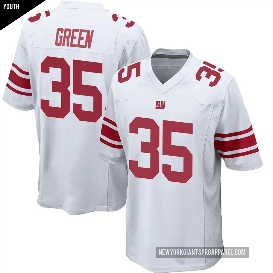 Youth New York Giants ＃35 Art Green White Game Jersey