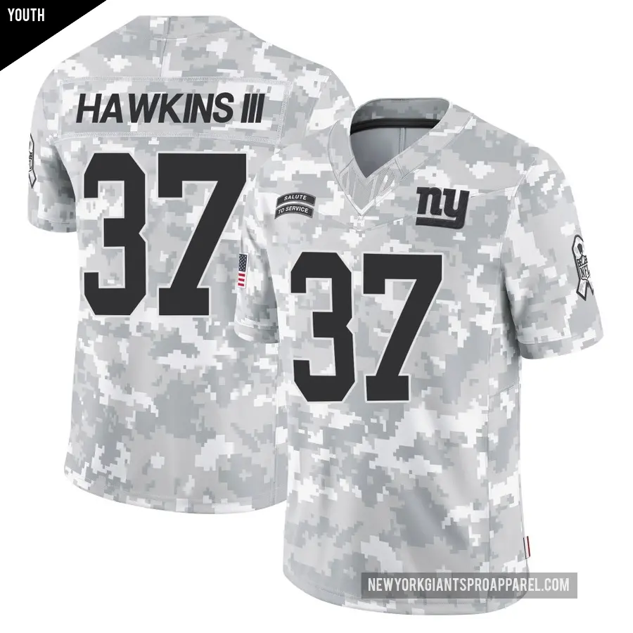 Youth New York Giants ＃37 Tre Hawkins III Arctic Camo Limited 2024 Salute to Service Jersey
