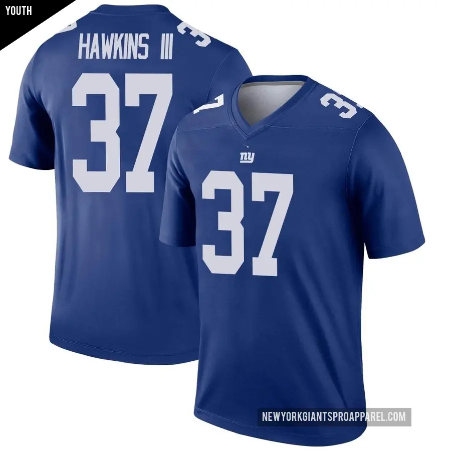 Youth New York Giants ＃37 Tre Hawkins III Royal Legend Jersey